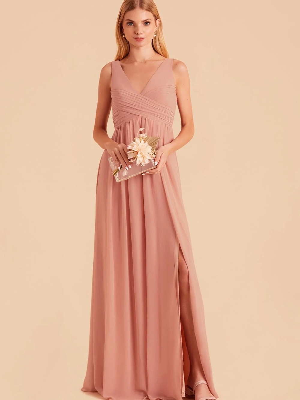 Laurie Empire Dress - Dusty Rose